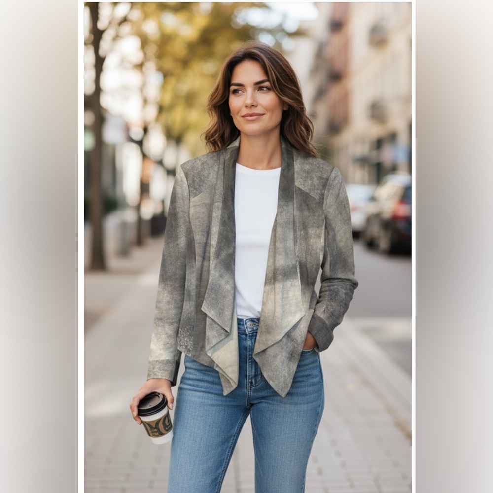 Anthropologie La Marque 1005 Leather Draped Front Jacket - Picture 3 of 12